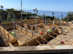 pouring concrete for raised foundation